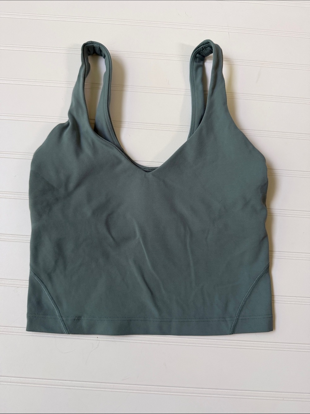 (062)lululemon athletica V-Neck Seamless Crop Top - Slate Green